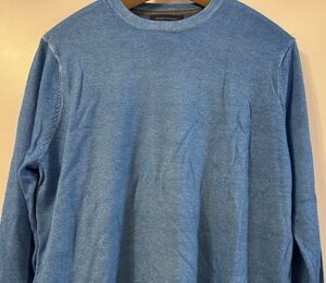 PATRICK ASSARAF 100% EXTRA-FINE MERINO WOOL  BLUE MENS SWEATER SIZE M